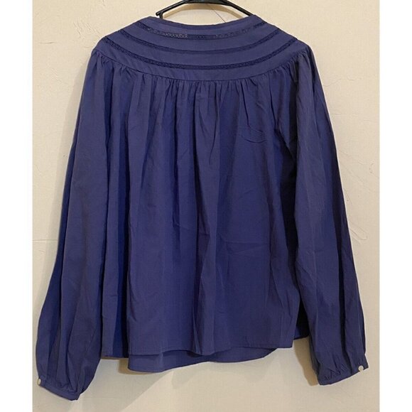 Universal Thread Womens M Balloon Sleeve Tie Front Blue Blouse NWT MRSP $24.99 - Picture 2 of 9